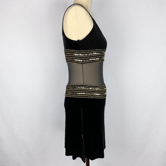 Black & Gold Sequin Mini Dress Dance Costume | LA - Picture 2 of 11